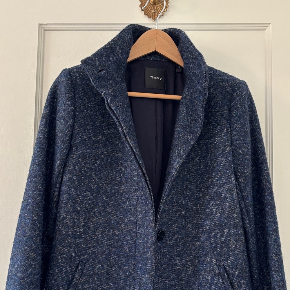 Theory size P Midnight Blue Wool Overcoat